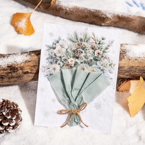 6-Roll Winter Floral PET Tape Set, Pre-Cut Transparent Waterproof Flower Sticker Rolls for Scrapbooking, Journals, Planners, DIY Crafts, Cards and Gift Wrapping - style: Winter Bloomscape