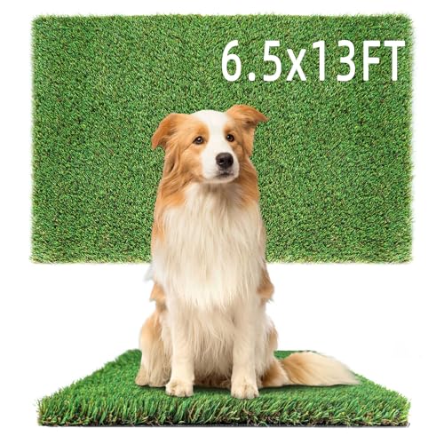Artificial Grass Turf 6.5x13 FT Dog Pee Pad, Large Synthetic Turf Mat with Drainage Holes for Potty Training, Reusable Fake Grass Rug Outdoor Patio Balcony, Green - size: 6.5x13FT