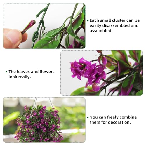 RECUTMS 2Pcs Artificial Hanging Flowers for Outdoor Decoration Fake Hanging Plants Faux Flowers Artificial UV Resistant Plastic Greenery Vines Ivy for Outdoor Indoor Garden Party Decor（Fuchsia） - color: Fuchsia-rose