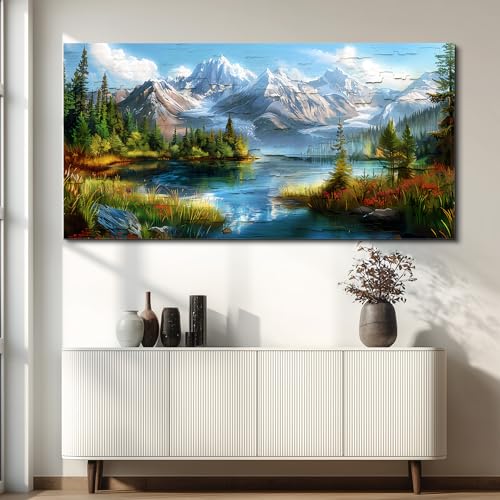 FUHAIHUA Canvas Wall Art For Living Room Wall Decor For Bedroom Modern Office Wall Decoration Mountains Rivers Landscape Painting Farmhouse Pictures Artwork Room Aesthetic Home Decor 20x40 In - color: Mountains Rivers, size: 40"L x 20"W