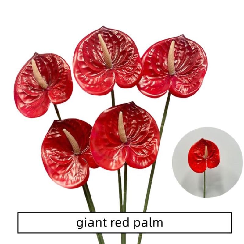 Corkwaw 8 Pcs 23-5/8 inch Artificial Anthurium Flowers Real Touch Fake Flower for Table Centerpieces Arrangement and Bridal Wedding Festival Decor Flower Arrangement (Red) - color: Red
