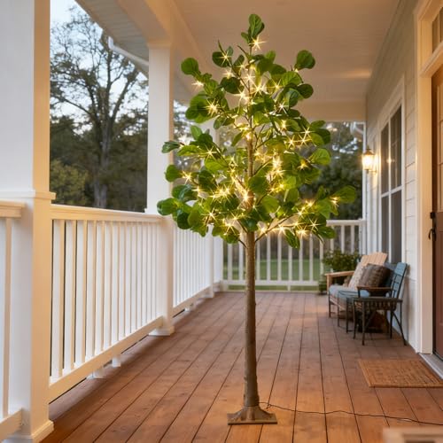 Hairui Lighted Artificial Fiddle Leaf Fig Tree 6FT 222 LED Fairy Lights, Faux Plant Tree with Lights for Home Room Spring Christmas Decoration Indoor - style: 6FT Fiddle Leaf Fig Tree