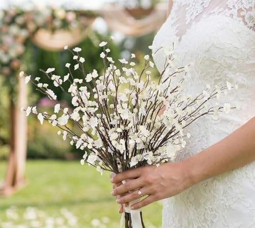 White Babys Breath Artificial Flowers,10PCS Realistic Fake Gypsophila Flowers Bulk 22.8" Long Stem Silk Flowers for Wedding Bouquets Home Party Centerpieces Decorations (White) - color: White