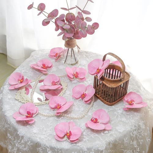 20 PCS Pink Artificial Orchid Flower Heads,4.3'' Real Touch Latex Butterfly Orchid Faux Phalaenopsis Flowers Bulk for Wedding DIY Crafts Hair Accessories Table Centerpieces Home Decor(Pink) - color: Pink