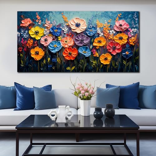 Flower Pictures Wall Decor Bedroom Large Colorful Wall Art for Living Room Floral Home Office Apartment Decor 29 x 58 Inch - color: Colorful, size: 58"L x 29"W