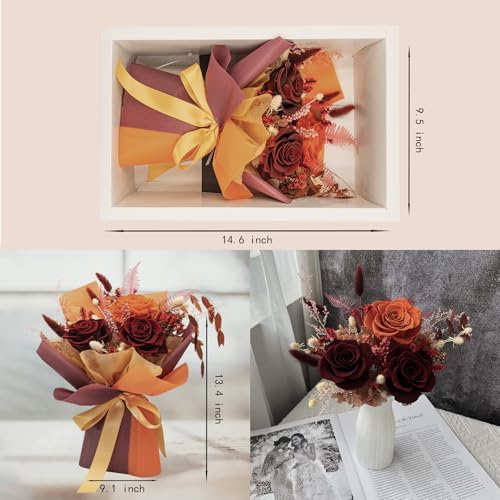 Forever Flower Gifts for Her: Romantic Flowers for Graduation-Daughter Girlfriend Wife Mom Grandma-Preserved Rose Bouquets-Flowers for Delivery Prime on Birthday Anniversary Valentines (Ancora Red) - color: Ancora Red