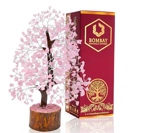 Rose Quartz Crystal Tree, Silver Wire Feng Shui Gemstone Tree, Chakra Healing Stones Crystal Decor, Artificial Bonsai Money Tree, Good Luck Spiritual Gifts for Women & Men, Meditation, 10-12 Inches - color: Rose Quartz