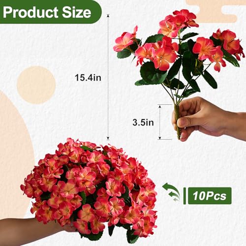 Artificial Crabapple Flowers for Outdoor 10 Pcs Artificial Chinese Flower Fake Flowers with Stems Silk Realistic Floral Arrangement for Front Door Porch Planter Patio Balcony (Orange) - color: Orange