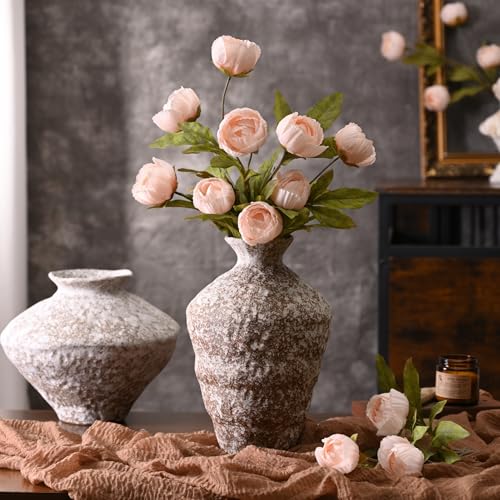 Waipfaru 6 Pcs Faux Peonies Artificial Flowers for Vase, 27" Fake Silk Peonies Flowers for Wedding, Vase Filler Champagne Flowers for DIY Bouquets Centerpieces Bridal Shower Office Decor - color: Champagne, size: 6Pcs