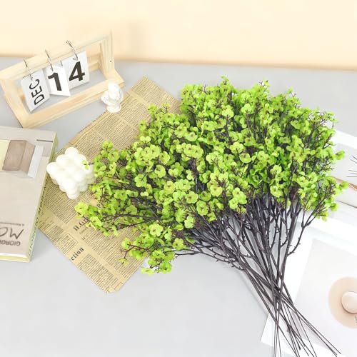 Uieke 15 Pcs Babys Breath Artificial Flowers Bulk Silk Green Faux Flowers Real Touch Gypsophila Bouquet for Home Garden Spring Summer Wedding Decor - color: Green, size: 15PCS