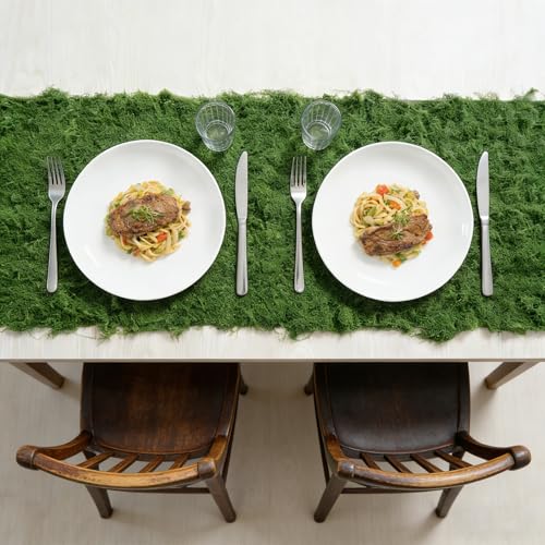 Fake Moss Table Runner for Crafts 19.68" x 78.74" Artificial Moss Sheet Roll, Waterproof Green Sheet Moss for Plants Decoration, Faux Moss Mat for Wedding DIY Centerpieces Fairy Garden Wall Decor - color: Green- 19.68×78.74 Inch/0.5×2 M
