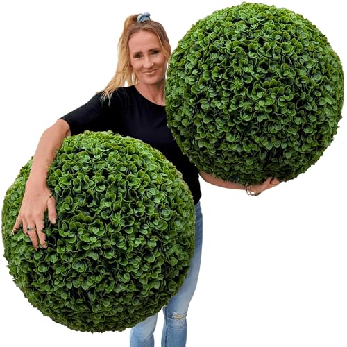 365 Curb Appeal 23" XL Topiary Balls – 2 Extra Large Faux Succulent Balls - Artificial Succulents for Outdoors (Succulents, 2 Topiary Spheres (4 Halves)) - color: Succulent, size: 2 topiary balls (4 halves)