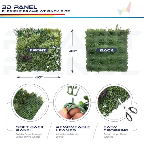Windscreen4less 1 PC 40"x40" Artificial Boxwood Panels Faux Plant Grass Green Wall Panel Decoration for Outdoor Indoor Garden Backyard (Style 4) - color: 3d Panel Style 4, size: 40"x40"