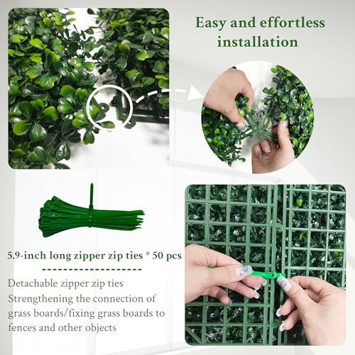 Artificial Boxwood Panels,20"x 20"(24P) 4-Layer Leaf UV-Protected Grass Wall Backdrop Panels for Outdoor, Indoor, Garden&Fence Covering Privacy, Backyard and Decor - size: 20"x20" (24)