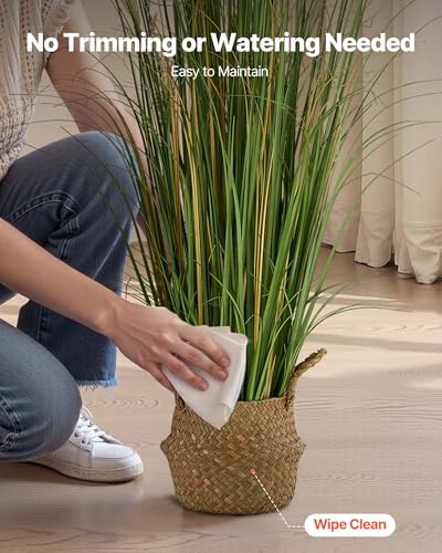 VEVOR Artificial Grass Plant, 47 inch Reed Flower Grass in Pot, Premium PVC Faux Fake Greenery Shrubs Plant for Indoor Outdoor House Home Garden Office Room Décor, Housewarming, 1 Pack Green - color: Reed Flowers and Grass-1pcs, size: 4FT