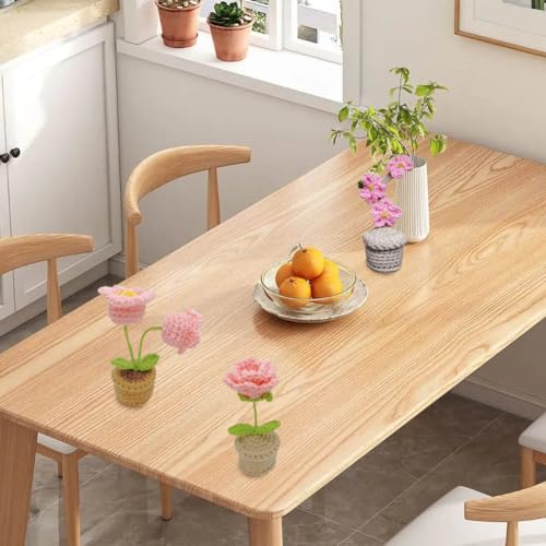JOONOR 3PCS Mini Crochet Rose Potted Plant,Hand Knitted Pink Plum Blossom Lily of The Valley Flower for Bathroom Home Kitchen Rustic Table Centerpiece Shelf Decor - color: Color#11