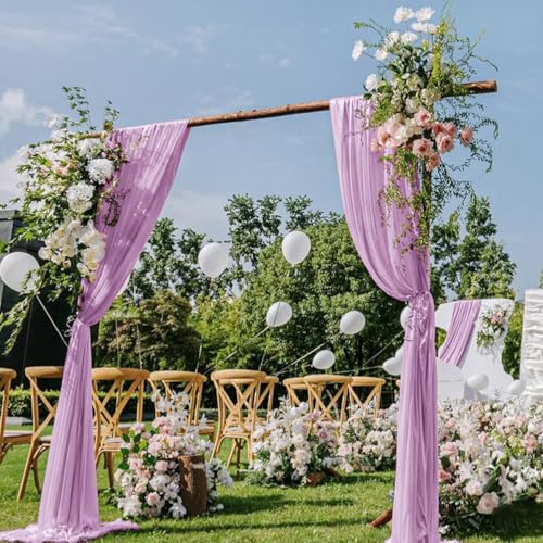 DeZerlor Wedding Arch Draping Fabric 29" x 20 FT Drapes for Backdrop Sheer Curtains for Romantic Bridal Baby Shower Decorations Ceremony Birthday Party Outdoor Events, Purple - color: Lilac Purple