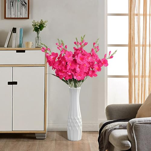 IPOPU 10 PCS Gladiolus Artificial Flowers Bulk 30.3 in Gladiolus Flowers Silk Gladiolus Flowers with Stems Artificial Gladiolus Flowers Faux Gladiolus for Home Wedding Office Decoration(Hot Pink) - color: Hot Pink
