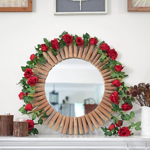 FiveSeasonStuff 29 Ft 4 Pack Rose Silk Flower Garland Artificial Flowers Decoration Hanging Floral Décor for Wedding Baby Shower Birthday Party Garden (Venetian Red) - color: Venetian Red