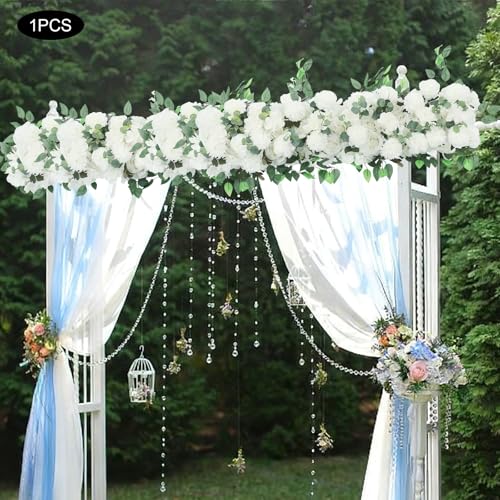 Wedding Arch Artificial Flowers Panels, Silk Rose Floral Wall Backdrop, 13.8 x 13.8in Artificial Flowers Garland for Wedding Party Table Decoration, White (White, 1 Pcs) - color: White, size: 1 Pcs