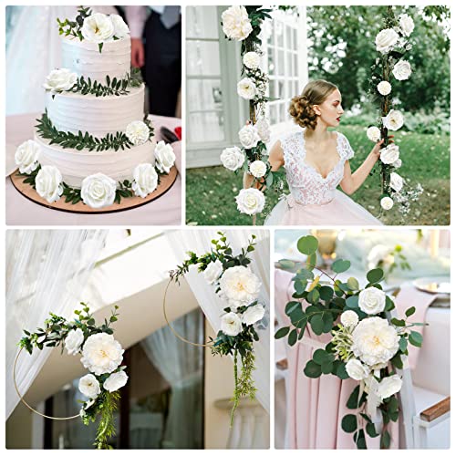 AmyHomie White Artificial Flowers Combo Silk Mix Peony Rose Hydrangea Daisy Fake Flowers w/Stem for DIY Wedding Bouquets Centerpieces Arrangements Table Decor Party Bridal Baby Shower Home Decor - color: Charming White