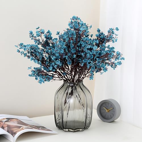 JAKY-Global Babys Breath Fabric Cloth Artificial Flowers 6 Bundle European Fake Silk Plants Decor Wedding Party Decoration Bouquets Real Touch DIY Home Garden (Autumn Blue-6pcs) - color: Autumn Blue, size: 6 Bundles