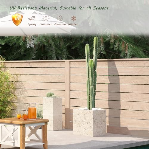 bellacat UV Resistant 5ft Large Artificial Cactus with Black Pot, 60in Realistic Faux Plants Indoor, Lifelike Fake Cactus Plant for Indoor and Outdoor Home Office Store Porch Patio Garden Decor - color: Black Basic Pot, size: 5ft