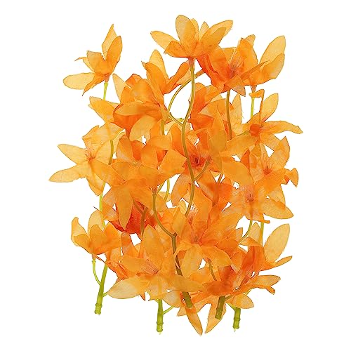 PATIKIL 7 Inch Artificial Orchid Flower, 24 Pcs Floating Candles Simulation Flower Cylinder Vase Fillers for Home Wedding Decoration, Orange - color: Orange