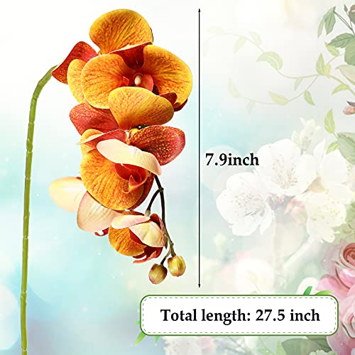Chuangdi 2 Pieces Artificial Phalaenopsis with Suction Cups Terrarium Plant Decoration Reptile Habitat Plant Decor for Hermit Crab Lizards Geckos Snake Reptile (Purple, Yellow) - color: Purple, Yellow, style: Gradient