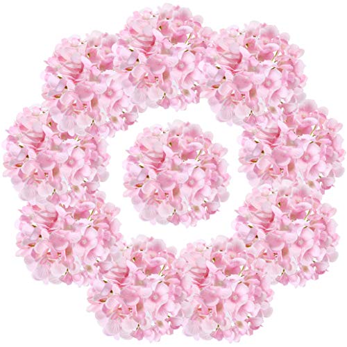 10PCS Silk Hydrangea Heads with Stems Artificial Flowers for Wedding Party Home Decor (Pink 2#) - color: Pink 2#