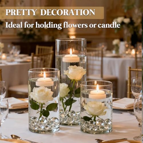 12 Pack Glass Cylinder Vases 8 Inch Tall Clear Flower Bulk Vase for Centerpieces Hurricane Floating Candle Holder for Table Home Home Decor Floral Shelf Party Dining Wedding Holiday Decoration - size: 8 Inch
