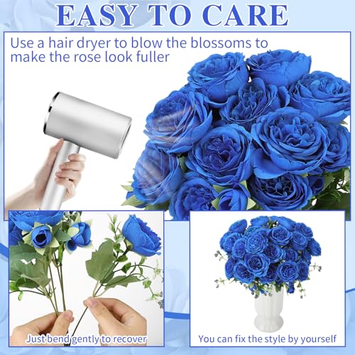 8 Pack Royal Blue Peonies Artificial Flowers,Fake Silk Hydrangea Bouquet for Bridal Wedding Home Table Decor Reusable Dining Opening Ceremony Birthday Arrangement Faux Floral