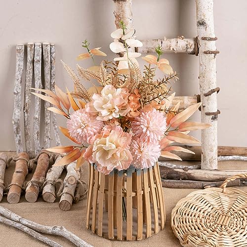 KIRIFLY Artificial Fake Flowers Plants Silk Flower Arrangements Wedding Bouquets Decorations Plastic Floral Table Centerpieces for Home Kitchen Garden Party Décor (Light Pink) - color: Light Pink