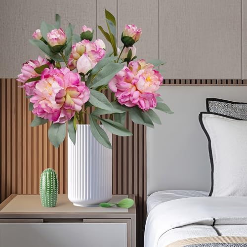 Purple Pink Peonies Artificial Flowers,4 Pcs Fake Silk Peonies with Stems Real Look,Peony Bush for Home Decor (4, Purple Pink) - color: Purple
