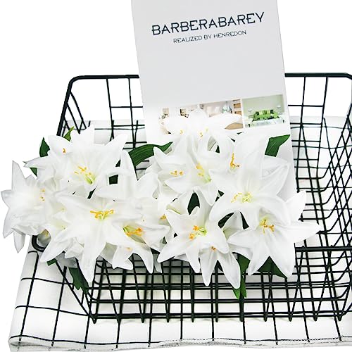 Tinsow 20Pcs Artificial Lily Real Touch Flowers Fake Latex Lily Flowers White Mini Lily for Wedding Home Decoration Small Easter Lily