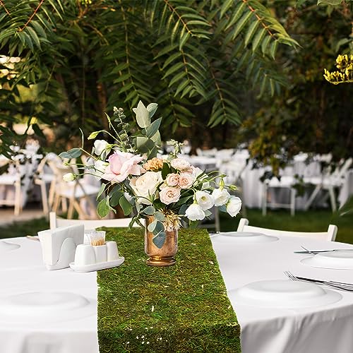 Jutom Dried Moss Table Runner Preserved Moss Mat Artificial Green Moss Roll for Party Tabletop Decoration Fairy Gardens Wedding Arts Crafts, Dark Green, 6 x 40 (4 Pcs)