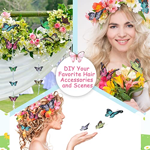 24 Pcs Monarch Butterfly Decorations 4 Size Artificial Monarch Feather Fake Butterfly Picks Crafts with Wire for Wall Flower Pot Spring Floral Party Home Decor(Fresh Colors) - color: Fresh Colors