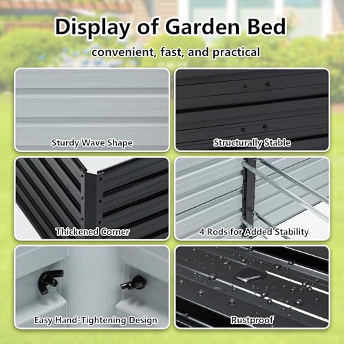 Thanaddo Galvanized Raised Garden Bed 6x3x2ft Outdoor Planter Box Galvanized Steel Garden Bed Kit for Vegetables, Flowers, Herbs and Succulents Black - size: 6x3x2 ft