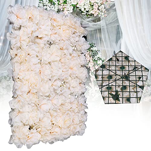 Flower Wall Panel Floral Backdrop, 6 Pcs Flower Wall Decor, 24" X 16" Silk Rose Wall, Artificial Flower Wall Backdrop Faux Flower Panel for Wedding, Party, Home (Light Champagne) - color: Light Champagne