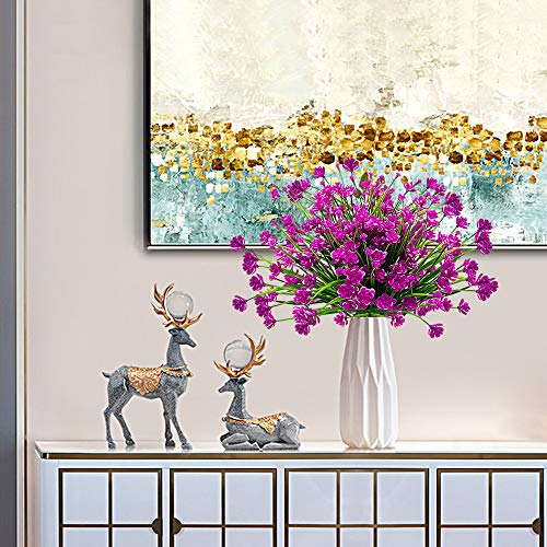 Grunyia 10 Bundles Artificial Flowers Outdoor UV Resistant Fake Plants Indoor Outside Hanging Planter Home Garden Decor (Purple) - color: Purple-daffodil