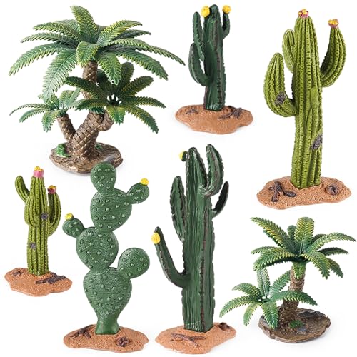 EOIVSH Desert Diorama Supplies with Cactus Kit and Model Palm Tree, Artificial Greenery Plant Cacti Decoration, Desert Diorama Project Sandbox Cake Topper Landscape Scene - style: Cactus and Palm Tree