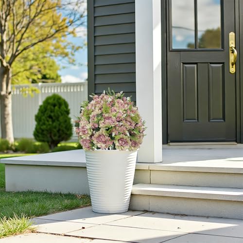 24” Artificial Flowers for Outdoors, Set of 2 Realistic Faux Purple Peonies in Cement Pots, UV Resistant Fake Plants Look Real for Front Porch, Entryway & Indoor Spring Decor - color: Peony Antique Lavender