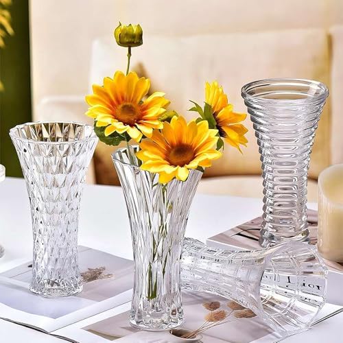 Clear Crystal Glass Flower Vase - color: Crystal-2