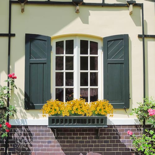 21 Bundles Outdoor Artificial Flowers UV Resistant Fake Silk Flowers No Fade Faux Plastic Plants Garden Porch Window Box Decoration(Yellow) - color: Yellow