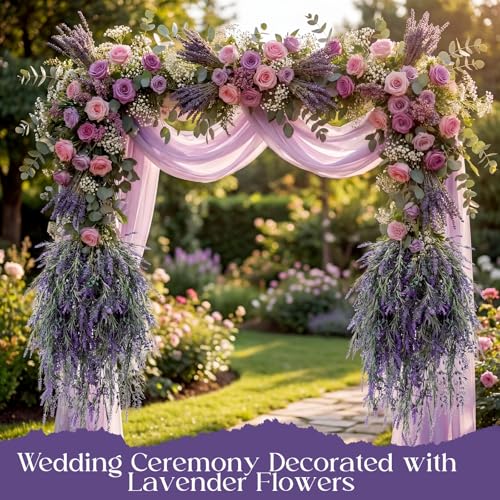 Canlierr 6 Pcs Fake Lavender Hanging Plants 29.5 Inch Large Purple Lavender Artificial Flowers for Wedding, Party, Farmhouse, Porch, Wall & Window Decor, All Year Round Indoor Outdoor Decoration