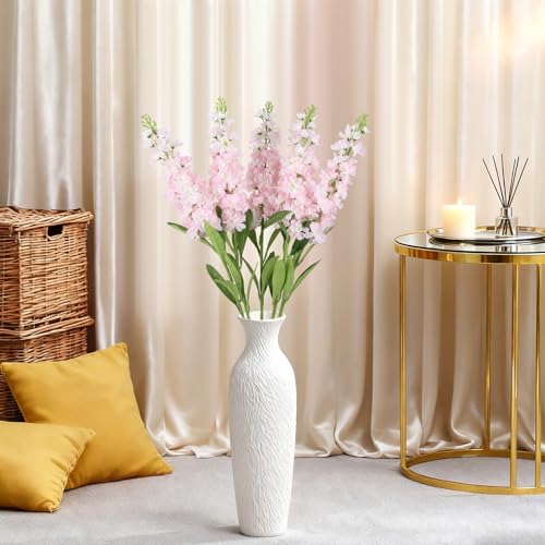 Light Pink Delphinium Artificial Flowers 5PCS Silk Flowers with Stems Snapdragon Long Stem for Tall Vase Home Wedding Centerpieces Decor (Light Pink) - color: Light Pink