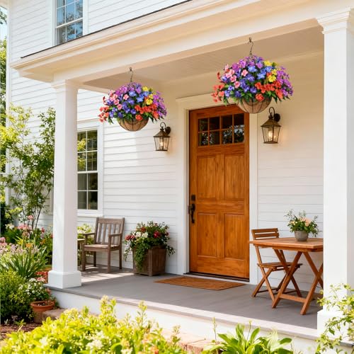 Hommyea Artificial Fake Flowers for Outdoor, 6 Bundles UV Resistant Faux Plants Decoration Silk Flowers No Fade Plastic Flowers for Outside Planters Home Porch Patio Yard Garden Decor - color: Multi Color