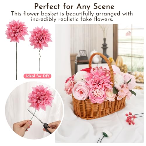 Artificial Flower Box Set – Faux Floral Bouquet for Party&Table Centerpieces, Realistic Pink Flowers Artificial for Home & Wedding Decoration,Bulk Fake Flowers with Stems - color: Hot Pink