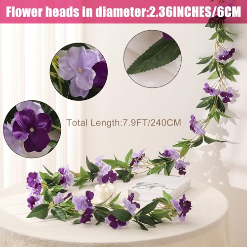 Floweroyal 4 Pack Artificial Flower Garlands 15.8FT Fake Impatiens Vines Silk Flowers Hanging Impatien Ivy for Wedding Arch Party Home Garden Wall Decor (Purple) - color: Impatiens-purple, size: 4pcs