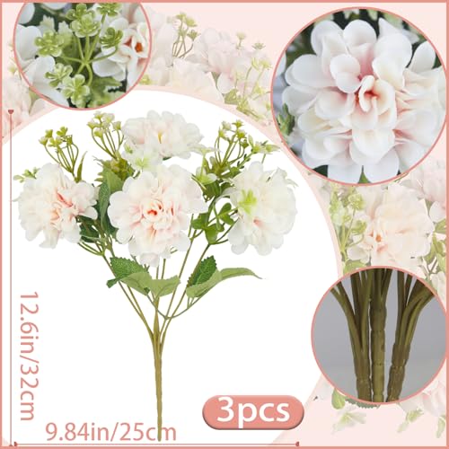 3 Pcs Silk Cemetery Flowers Artificial Geraniums for Outdoors UV Resistant Artificial Topiary Potted Faux Flowers for Planters Outdoor Hanging Front Porch Garden Patio Grave Decor Pink - color: Champagne Pink